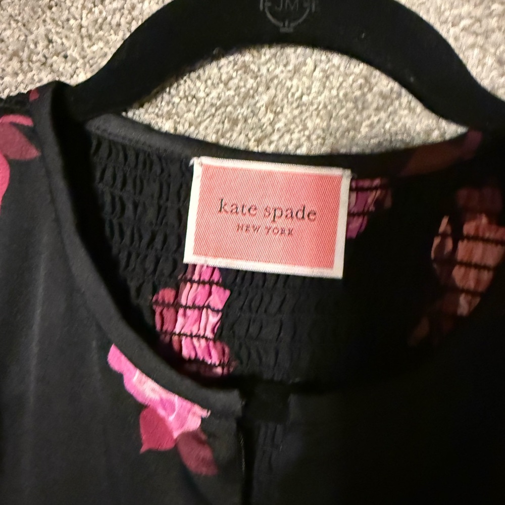 kate spade Black Long-Sleeve Dress with Pink Rose Print - Picture 3 of 5